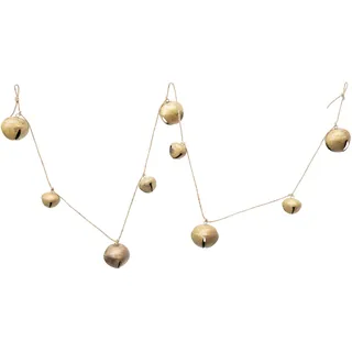 Creative Co-Op Glöckchen-Girlande, Metall, 193 cm, goldfarben