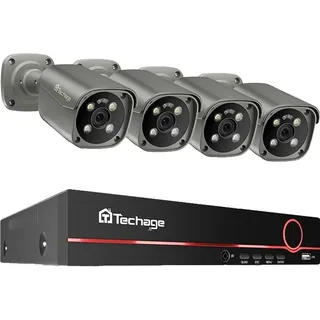 Sicherheitskamerasystem, 8MP Auflösung, Nachtsichtfähigkeit, 8CH NVR und 4 Kameras, 1T-c