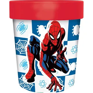 Tataway Marvel Spiderman Spider-Man roter Kunststoff-Kinderbecher 260 ml mit rutschfestem Boden