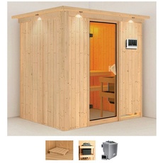 Bild Sauna »Bedine«, (Set), 9 KW-Bio-Ofen mit externer Steuerung beige