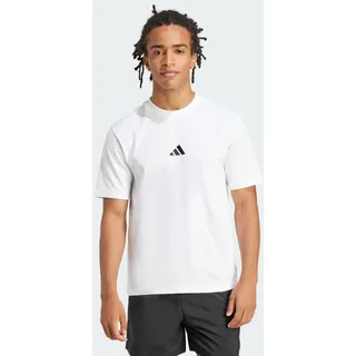 adidas Essentials SMALL Logo Single Jersey Tee, White/Black, XXL