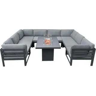 Modulares Gartenlounge-Set mit integrierter Feuerstelle - Grau