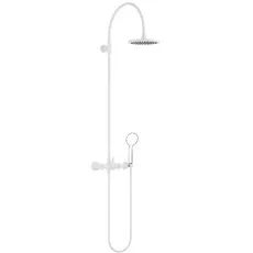 Dornbracht Tara Showerpipe mit Brausebatterie, ohne Handbrause, Ausladung Standbrause 420 mm, 26632892, Farbe: Snow (weiß matt)