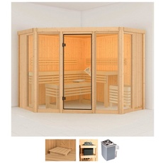 Bild Sauna »Astrid 2«, (Set), 9-kW-Ofen mit integrierter Steuerung beige