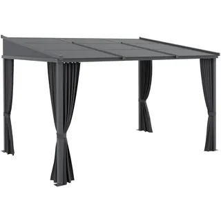 Outsunny Pergola Pavillon 3,65 x 2,55 m inkl. Seitenteile Dunkelgrau