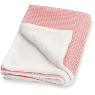 Julius Zöllner Winterdecke aus Waffelpique und kuscheligem Teddy-Stoff | Gr. 70x100 cm | Made in Germany | Waffelpique 100% Baumwolle | OEKO-TEX® STANDARD 100 | Blush
