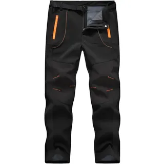 donhobo Herren Wanderhose Winddicht Wasserdicht Softshellhose Outdoorhose Warm Fleece Gefüttert Skihose Snowboardhose Winter Trekkinghose (Schwarz, XL)