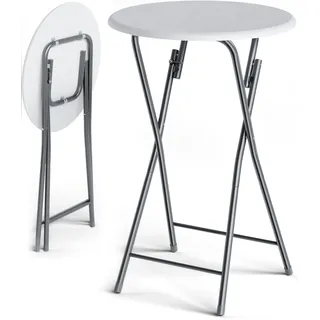 Stehtisch 2er-Set Ø60cm klappbar Holzdekor Weiß
