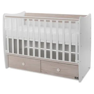Lorelli Babybett MATRIX NEW Kinderbett 120 x 60 cm, 2 Ebenen, 2 Schubladen - Weiß, Braun