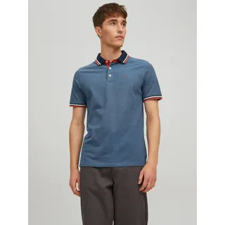 Jack & Jones Poloshirt »JJEPAULOS Poloshirt mit klassischem Kragen und figurbetonter Form« Logostickerei, modisch, schmal, Baumwolle, Polokragen, blau