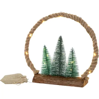 ECD-Germany Weihnacht Figur Jute Kreis , Naturfarben , Holz , 34x30x7.5 cm , Dekoration, Weihnachtsdekoration