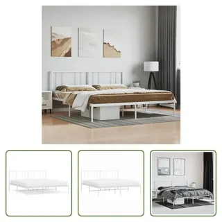 The Living Store Bettgestell mit Kopfteil Metall Weiß 180x200 cm - Weiß