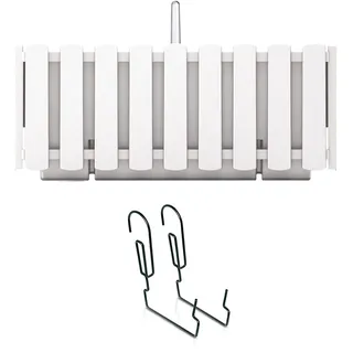Prosperplast Boardee Fencycase Balkonkasten mit Aufhängung und Bewässerungssystem Blumenkasten Blumentopf mit Haken Pflanzkasten (580 mm Länge, Weiß)