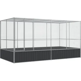 vidaXL Voliere mit Erweiterung Silber 418 x 207 x 212 cm Stahl - Silber