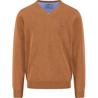 Strickpullover FYNCH-HATTON, Herren, Gr. L, braun (hazel), Strick, Obermaterial: 100% Baumwolle, bestickt, unifarben, regular fit taillenbedeckt, Rundhals, Rippbündchen, Pullover Strickpullover, aus reiner Baumwolle, mit Rundhalsausschnitt, mit Logo Stickerei