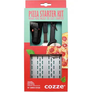 cozze Pizzaschaufel und Pizzaschneider 3-teilig schwarz Metall