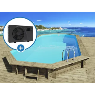Holzpool "Ibiza 130" - 8,57 x 4.57 x 1,31 m + Wärmepumpe 6,1 kW