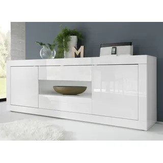 INOSIGN »Basic Breite 240 cm, Kommode 2 Türen, 2 Schubkästen, Anrichte,«, Weiss HochglanzLack, Metallgriff, moderne Rahmenoptik, viel Stauraum