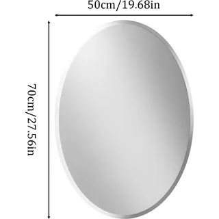 Ovaler Wandspiegel - 50x70 cm - Facettenschliff - Rahmenlos - Horizontal/vertikal montierbar - Silber - Silber