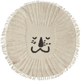 Beliani Kurzflor-Teppich Beige 140 cm Badhani , Beige, Schwarz , Textil , Rund , 140x140 cm , Teppiche und Böden, Teppiche, Kinderteppiche