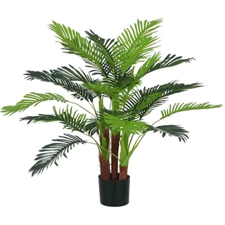 Homcom Künstliche Palme 100cm Kunstpalme mit 27 Palmenwedel Groß Kunstpflanze im Topf Kunstpflanzen Künstliche Pflanzen Wie Echt Zimmerpflanze für Wohnzimmer Büro Balkon Dekoration Schlafzimmer