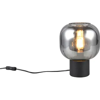 TRIO LEUCHTEN Schreibtischlampe "DIVA, E27 Tischleuchte mit Glasschirm Ø 20cm, exkl 1xE27 max 40W", schwarz (schwarz matt), 1, Ø 20cm H: 26cm, 1 Stk., Leuchten, Schnurschalter 150cm Kabel Höhe 26cm Nachttischlampe Kommode Sideboard, Schreibtischlampe