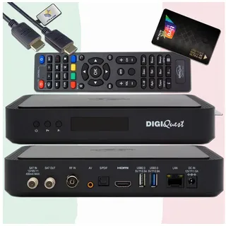 hts e-com Schwarze TiVuSat Smartcard + DigiQuest Q99 4K UHD H.265, S2+T2 Combo, Receiver