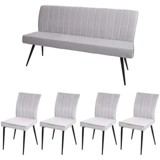 MCW Esszimmer-Set Hellgrau 5er-Set , Textil , 160x90x64 cm , Esszimmer, Stühle