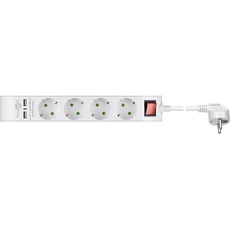 Pro 4-way power strip with switch and two USB ports