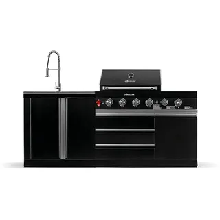 Goriller Outdoorküche Blackback S8 , Schwarz Hochglanz , Metall , 200x90x58 cm , Ce , Grills, Gasgriller