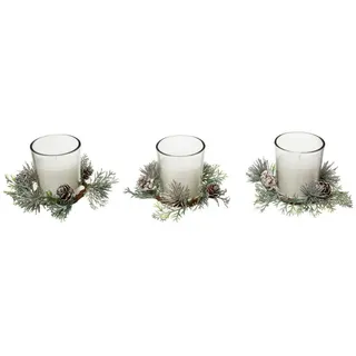 Atmosphera Createur d ́interieur Duftkerzen Weihnachten 3er-Set , Weiß , Glas , 5.5x6.5x5.5 cm , Dekoration, Weihnachtsdekoration