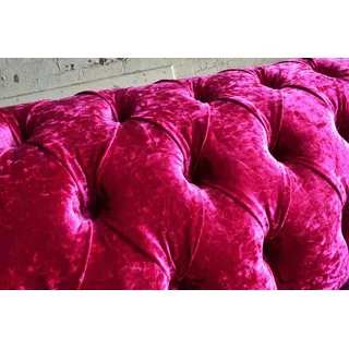 XXL Big Sofa 3 Sitzer Couch Chesterfield Polster Sitz Garnitur Leder Textil Pink - Rosa