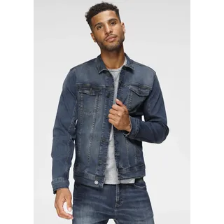 Jeansjacke BLEND "BHNARIL", Herren, Gr. XXL, blau (denim dunkelblau), Denim/Jeans, Obermaterial: 99% Baumwolle, 1% Elasthan, Abriebeffekte, schmal normal, 1-Knopf-Manschette, Jacken Jeansjacke, washed
