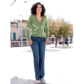 Cardigan INSPIRATIONEN, Damen, Gr. 54, grün (eucalyptus, ecru, gemustert), 100% Polyacryl, gemustert, mehrfarbig, Strickjacken Cardigan