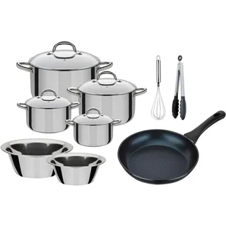 GSW Topf-Set »Montreal« je 1 Fleischtopf 14/16/20/24 cm, 1x Bratpfanne 24 cm, 13 Stk. tlg. Edelstahl, bunt