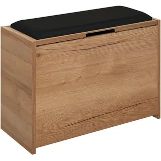 Sadena Truhenbank , Schwarz, Eichefarben , Textil, Holzwerkstoff , 64.2x48x40 cm , Made in Germany , Kleinmöbel, Truhen, Truhenbänke