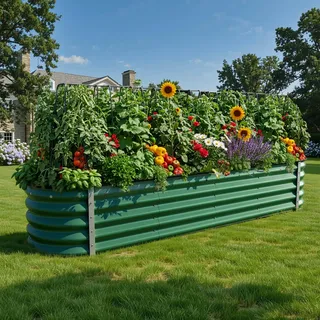 DWVO Outdoor Hochbeet Metall,240x61x43cm Hochbeete-Kit aus Verdicktem Zink-Aluminium-Magnesium-Edelstahl-Metall Hochbeete für Garten mit Sicherheitsgummi für Gemüse, Blumen und Früchte (Grün)