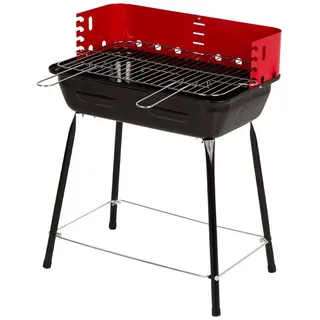 AKTIVE Tragbarer Holzkohlegrill, mit Windschutz, aus Stahl, 4-fach höhenverstellbarer Grill, kleine Größe, 42 x 42 x 54 cm, Außenküche, für kleine Räume (63109)