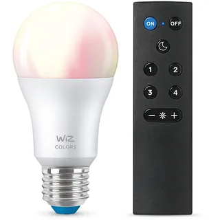 WIZ Tunable White and Color LED Lampe E27 (806 lm) inkl. WiZmote Fernbedienung, 60 W Lampe mit 16 Mio. Farben oder warm- bis kaltweißem dimmbarem Licht, smarte Lichtsteuerung über WLAN per Stimme/App