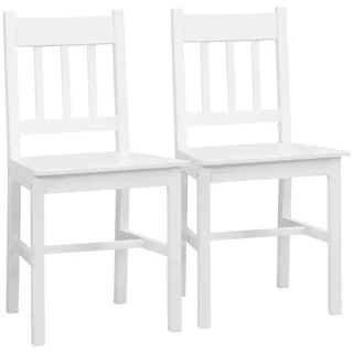 Homcom Esszimmerstühle, Kiefernholz, Weiß , Holz , 46.5x85.5x41 cm , Esszimmer, Stühle