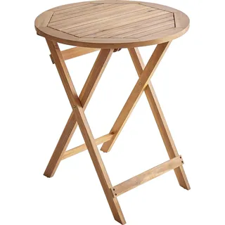 BELIANI Gartentisch Braun aus Akazienholz Klappbar Klein Rund ø 60 cm Klassisch Traditionell Bistrotisch Balkontisch Gartenmöbel Outdoor - Braun