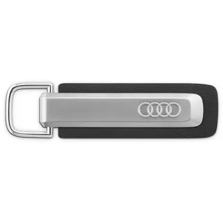 Audi 3182500100 Schlüsselanhänger Schlüsselring Keyring, mit Audi Ringe Logo, silber/schwarz