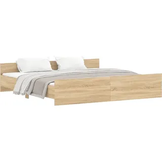 vidaXL Bettgestell mit Kopf- und Fußteil Sonoma-Eiche 200x200 cm - Braun