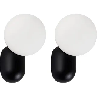 BELIANI Wandlampen 2er Set Schwarz und Weiß Kugelform Glaskugeln Modernes Design Wandleuchten - Schwarz, Weiß