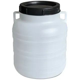 plasteo plasteo® 10 Liter Weithalsfass mit Deckel und Griffen, Lebensmittelecht BPA-Frei Futtertonne Schraubdeckelfass