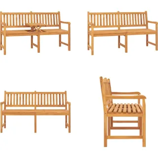 vidaXL 3 Sitzer Gartenbank mit Tisch 150 cm Teak Massivholz - Bank - Bänke - Holz Gartenbank - Holz Gartenbänke - Braun