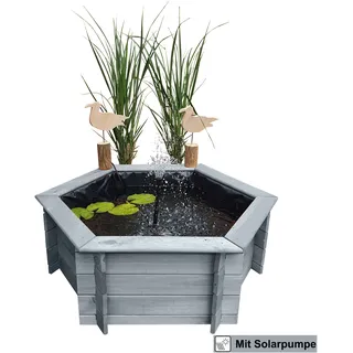Promadino Sechseck-Hochteich 100cm Solar, grau