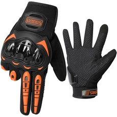 LVNRIDS Motorradhandschuhe Touchscreen Vollfinger Handschuhe für Herren Damen, für Motorradrennen Mountainbike Motorcross Orange M
