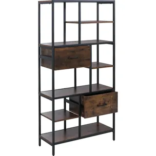MCW Regal P11 Industrial MDF Metall Melamin 150x81x33cm Dunkelbraun