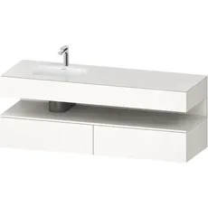 Duravit Qatego Einbauwaschtisch mit Konsolenwaschtischunterbau, 1600x550x600mm, Nische Weiß Supermatt, Becken links, QA4795084, Farbe: Weiß Hochglanz